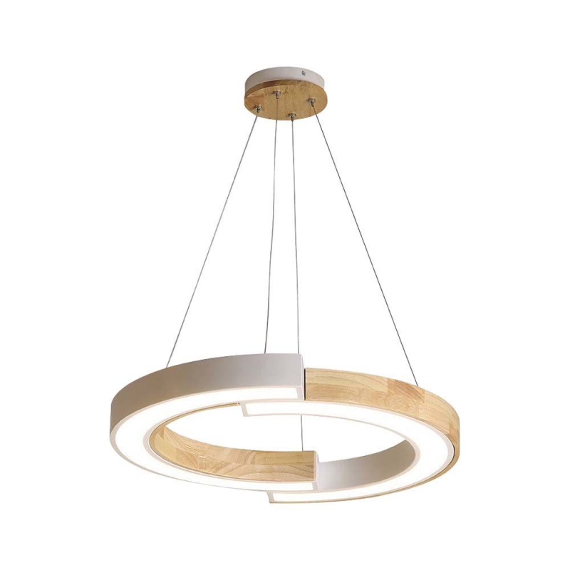 LED Полилей 32W Висящ (43*100) 3000К Бяло Тяло С Дърво