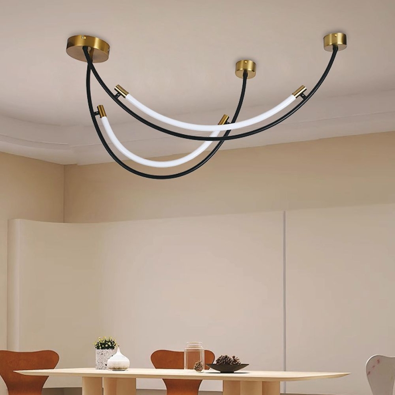 LED Полилей 20W Висящ Черно+Златно 3000K