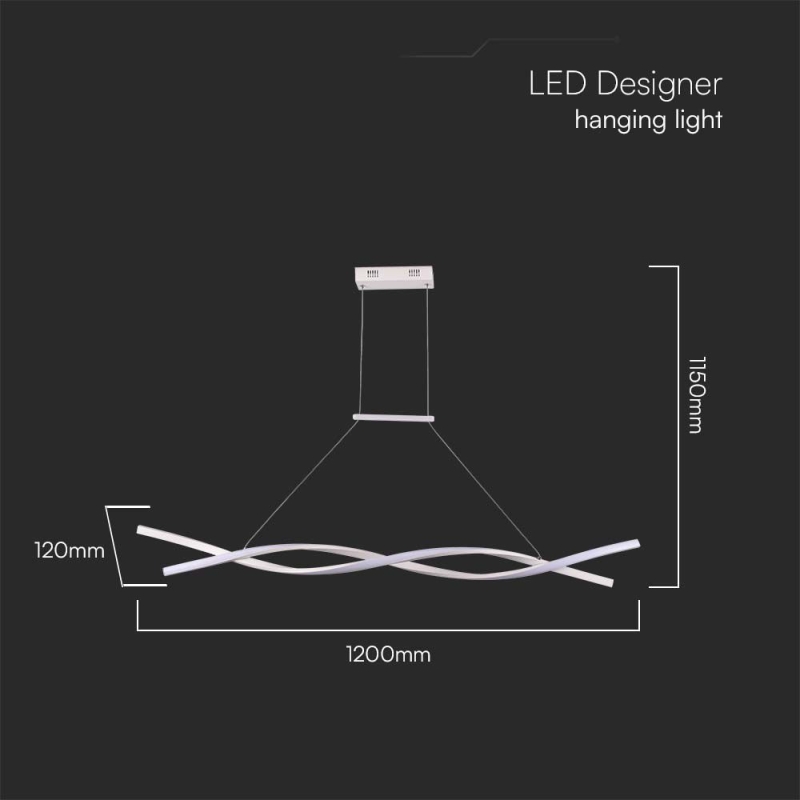 LED Полилей 30W Висящ (120*100CM) 4000K Бяло Тяло
