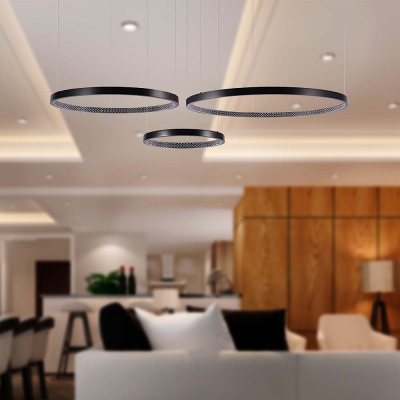 LED Полилей 57W Висящ Кристал Черен 4000К