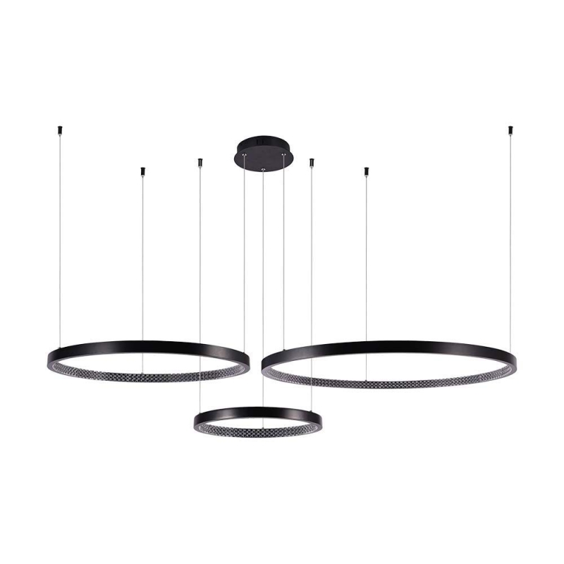 LED Полилей 57W Висящ Кристал Черен 3000К