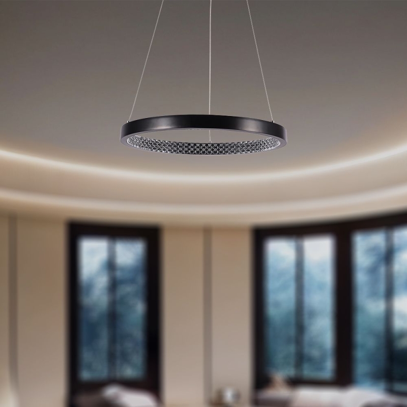 19W LED Полилей Акрил Кристал Черен 3000K