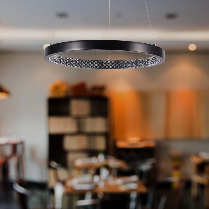 19W LED Полилей Акрил Кристал Черен 3000K