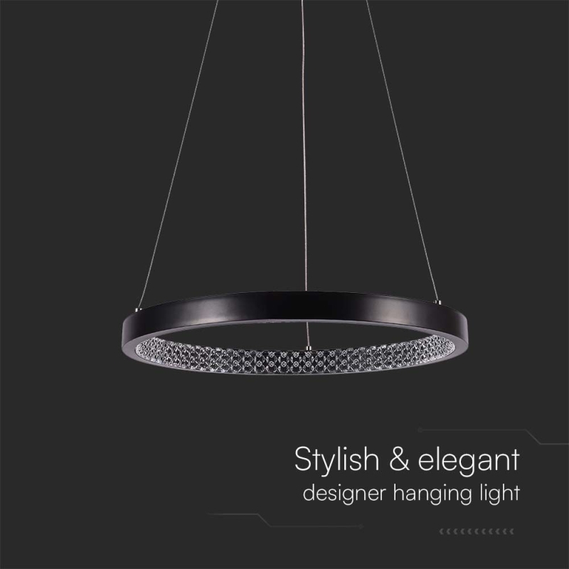19W LED Полилей Акрил Кристал Черен 3000K