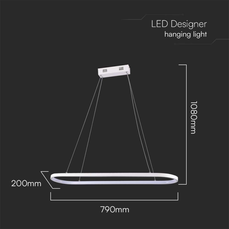 24W LED Полилей (80*20*100CM) 3000K Бяло Тяло