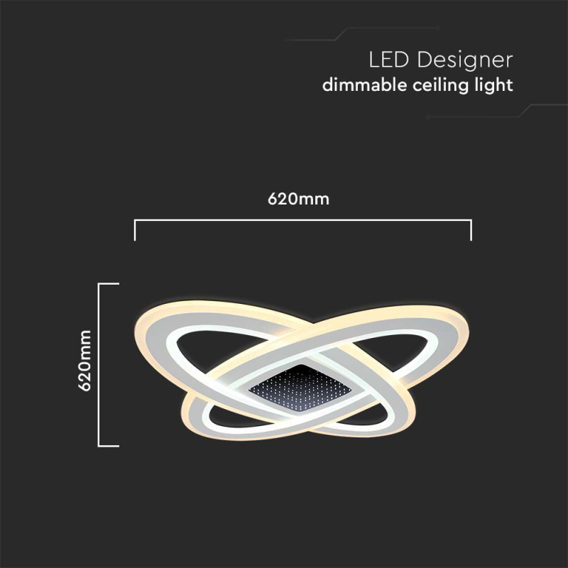 130W LED Плафон За Таван (50*50*5CM) CCT: 3000K+6000K Димираща + Дистанционно
