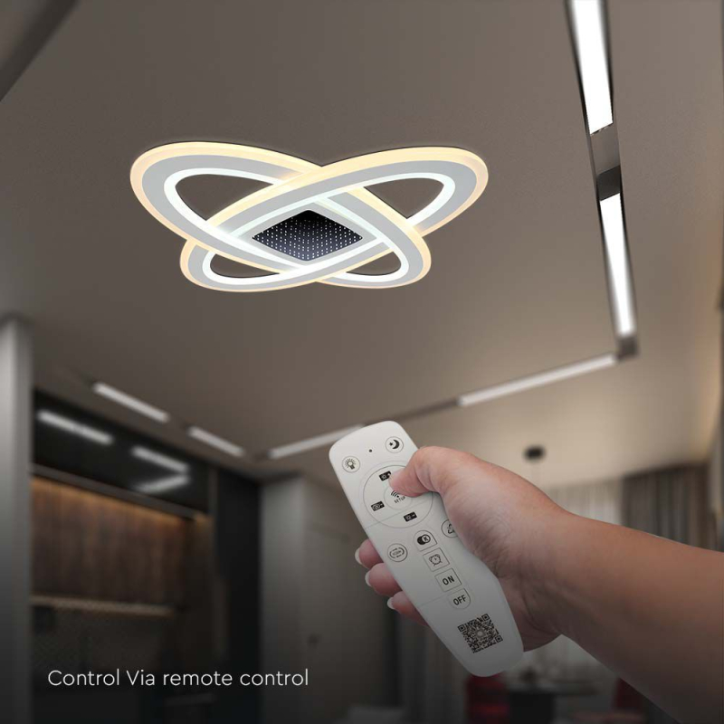 130W LED Плафон За Таван (50*50*5CM) CCT: 3000K+6000K Димираща + Дистанционно