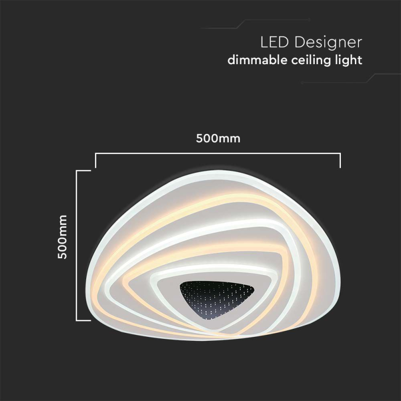 120W LED Плафон За Таван (51*50*7CM) CCT: 3000K+6000K Димираща + Дистанционно