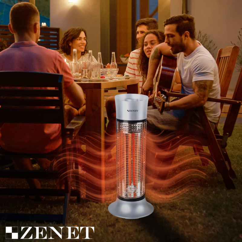 Инфрачервен нагревател ZENET 516, сребрист, 1000W, 2 режима, 180° въртене, отопление до 20 m²