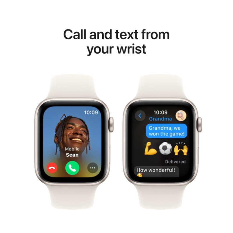 Apple Watch SE (2024), GPS, 40 мм, Starlight, спортна каишка S/M.